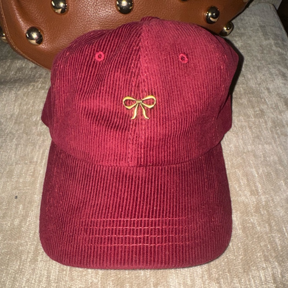 Red Corduroy Bow Cap